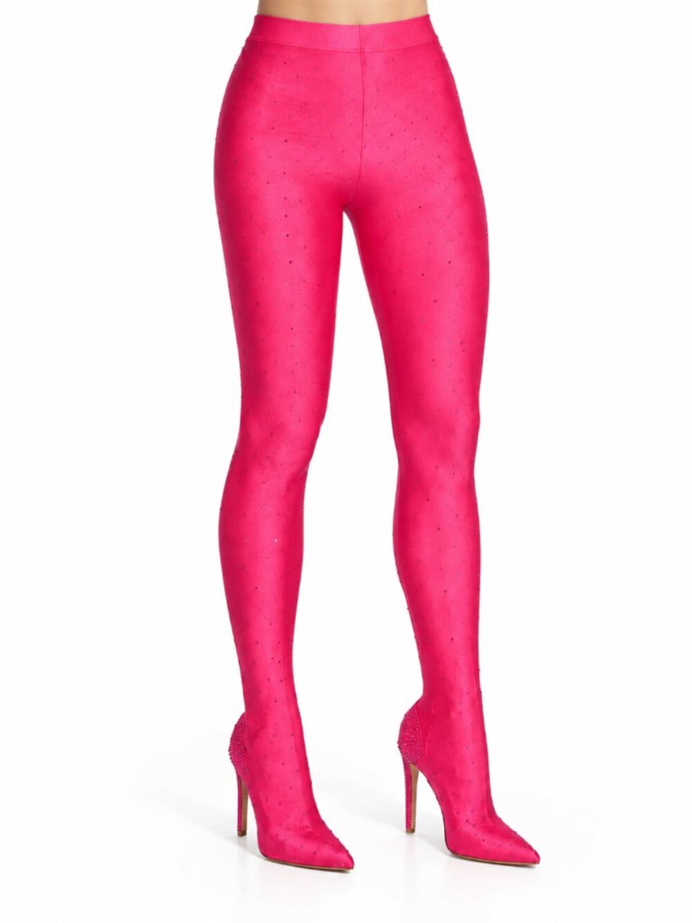 Women's Hot Pink Rhinestone Boot Leggings - Pants Size S, Heels 6.5